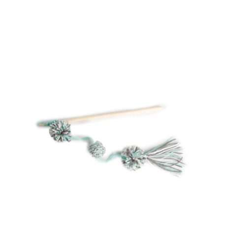 AFP Cat Toy Knotty Habit Yarn Pom Pom Wand - Grey - Image 2