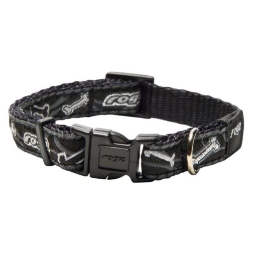 Rogz Fancy Dress Dog Collar Classic - Black Bone - Small