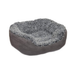 Rosewood Pet Bedding Grey Lion Faux Suede Oval Bed