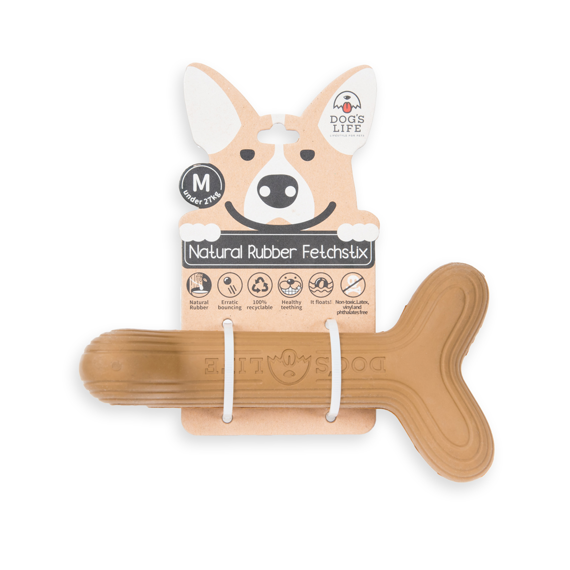 Dog's Life Natural Rubber Dog Toy Fetchstix